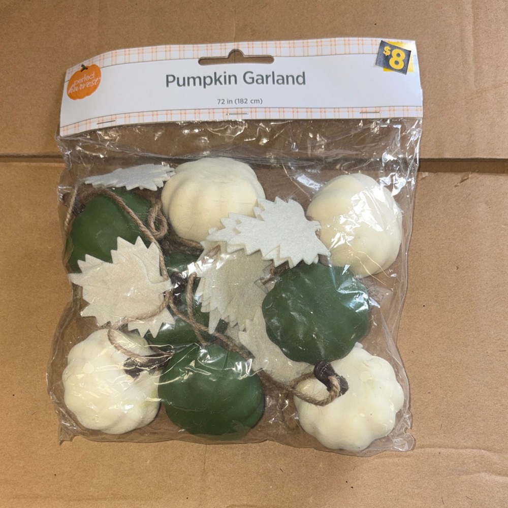 5/$10 Pumpkin Garland - Green and White